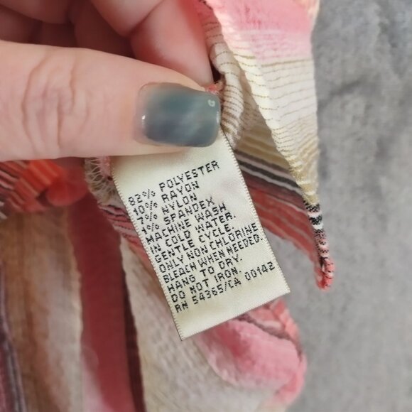 Allison Daley Petite Shirt 6P Pink Striped Textured ButtonUp Short Sleeve Summer - Picture 9 of 10